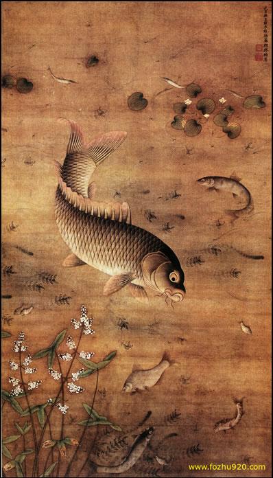 明_赖庵_藻鱼图_立轴_绢本_像素5705x10016_分辨率300
