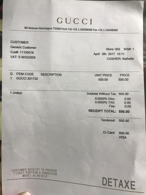 请问有人可以帮我翻译一下gucci的小票吗?小票是真假?