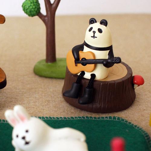 日式杂货 森林小音乐家 熊猫弹吉他 迷你场景摆件 熊猫摆件