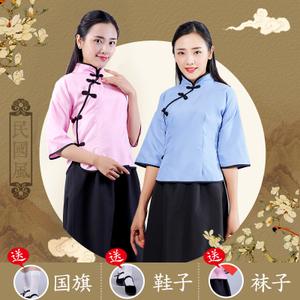 民国学生女装中山装五四青年装民国风女装复古毕业班校服演出服