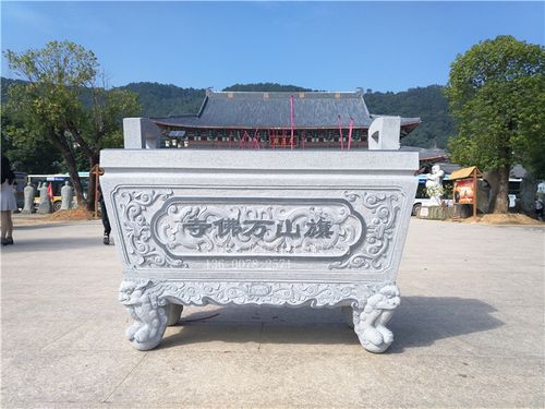寺庙门前的大香炉 青石香炉石雕
