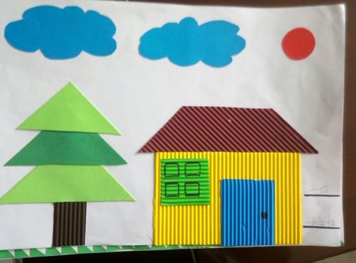 莒县第四实验小学 一,四班 寒假数学几何图形粘贴画优秀作品展