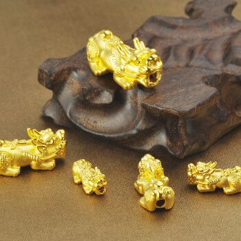庆怡珠宝999足金貔貅黄金转运珠单个散珠金皮丘可穿红绳手链戒指单颗