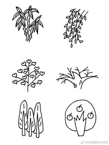 设计秀# 植物树木原创简笔画手绘手帐素材 (作者:教画画的沈老师 )