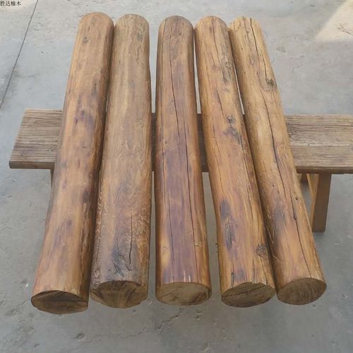 实木圆柱楼梯扶手老榆木怀旧原木柱子家用复古背景墙装饰玄关立柱