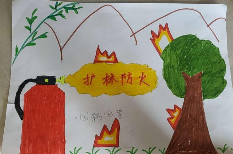 防森林火灾,保绿色家园 树人小学一年级3班森林防火手抄报
