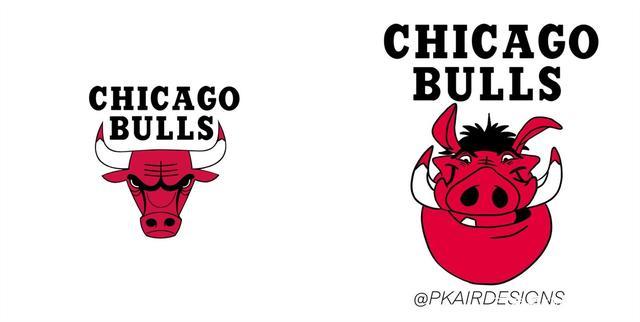 芝加哥公牛队logo中"愤怒"的公牛,变成了《狮子王》里可爱憨厚的彭彭.