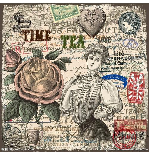 高清复古手绘玫瑰装饰画设计图__海报设计_广告设计