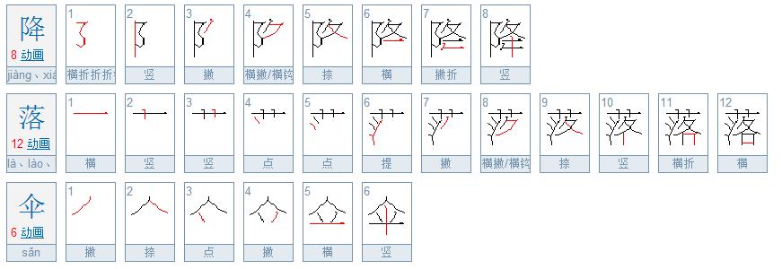 《降落伞》一共多少笔画