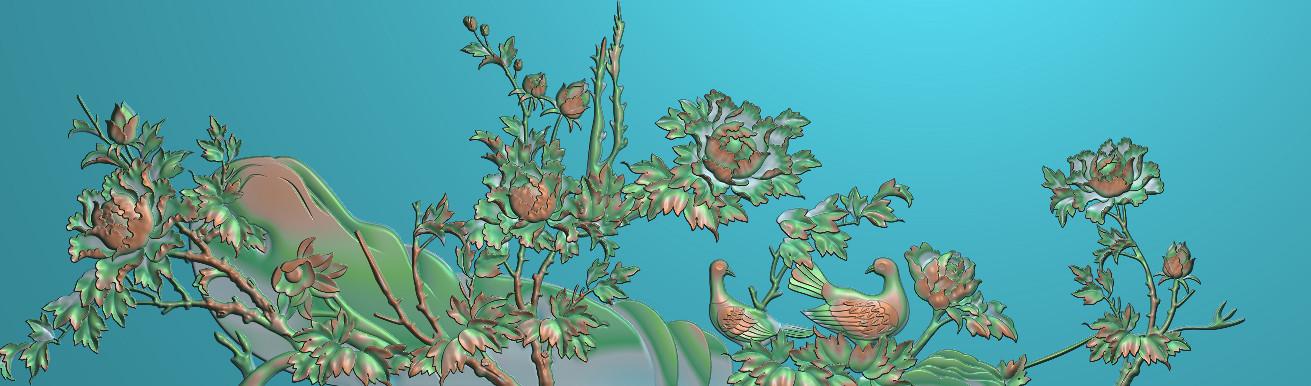 mdhn091-jdp格式中式牡丹浮雕图花鸟鱼虫电脑雕刻图牡丹花精雕图(含