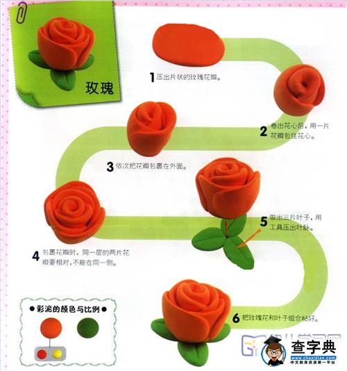 橡皮泥手工制作玫瑰花朵儿