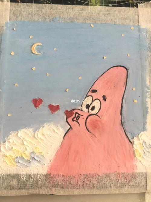 油画棒 | 派大星  内含详细步骤与色号_油画_腮红_上色_铅笔_海盐