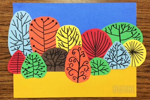 大班纸手工:拼贴画秋天的森林(步骤图解)