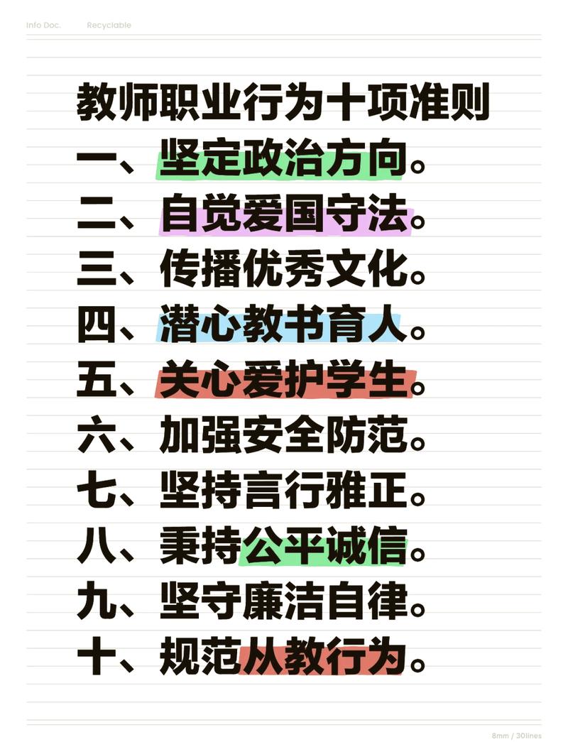 教师职业行为的十大准则 一,坚定政治方向,引领学生思想前行