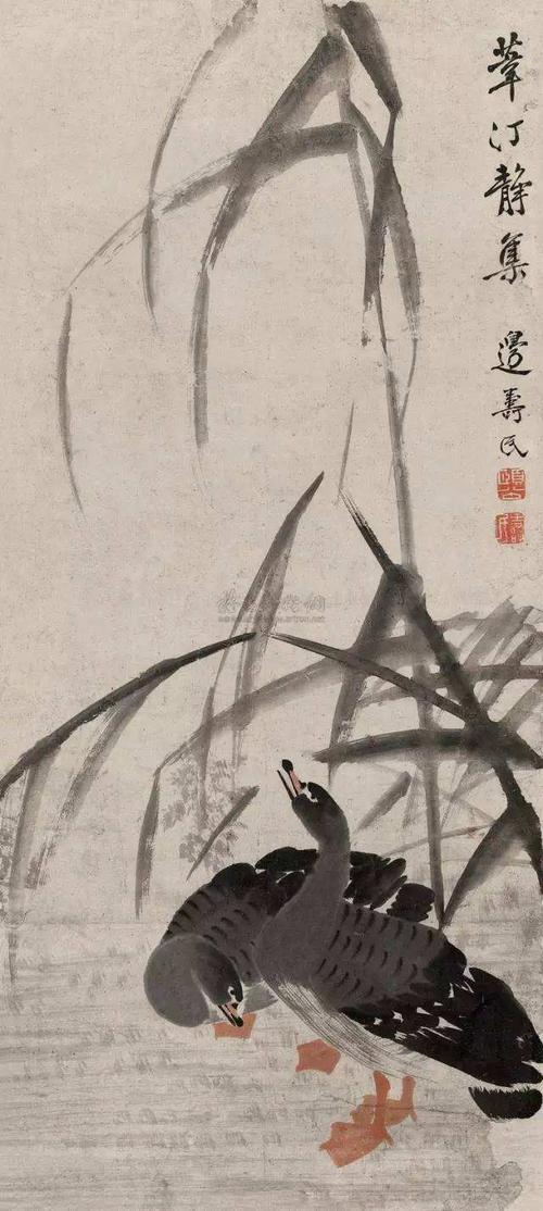 边寿民国画《芦雁》作品欣赏