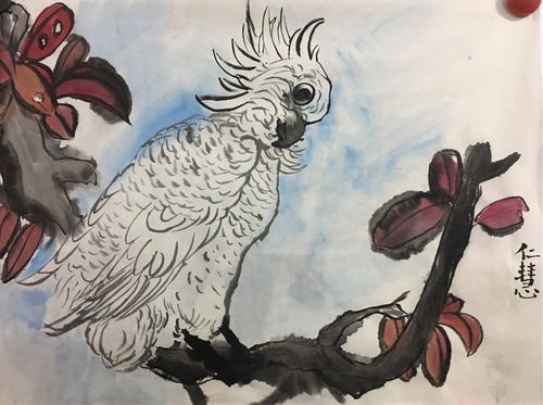 写意花鸟 《凤头鹦鹉》