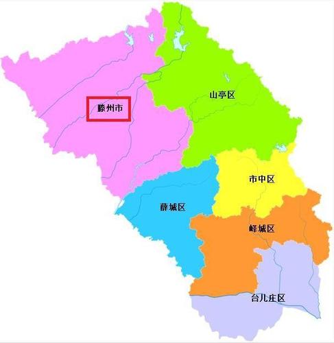 山东省枣庄市的行政区划地图