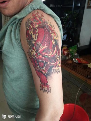 本店恢复后作品"火麒麟"_纹身图案手稿图片_周龙的