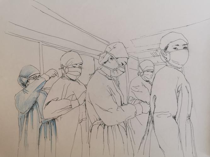 钢笔淡彩～《致敬白衣天使》