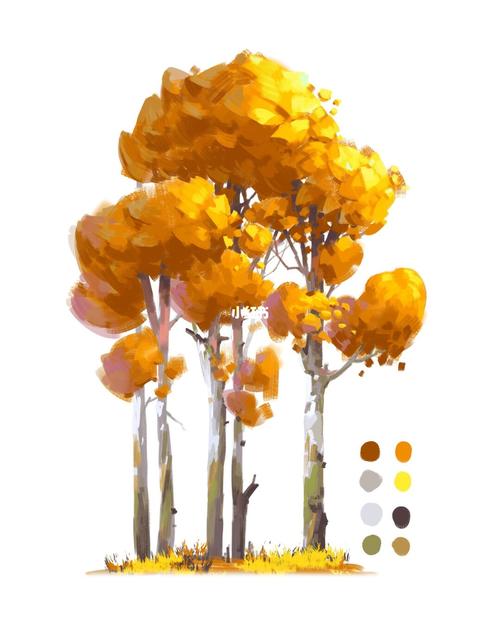 【板绘素材】98树99风景画参考素材_画画_风景_文化_绘画