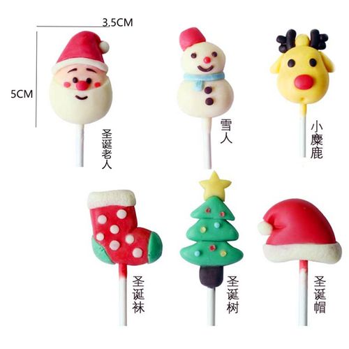 圣诞系列棒棒糖模具圣诞老人雪人小鹿圣诞帽巧克力翻糖硅胶磨具