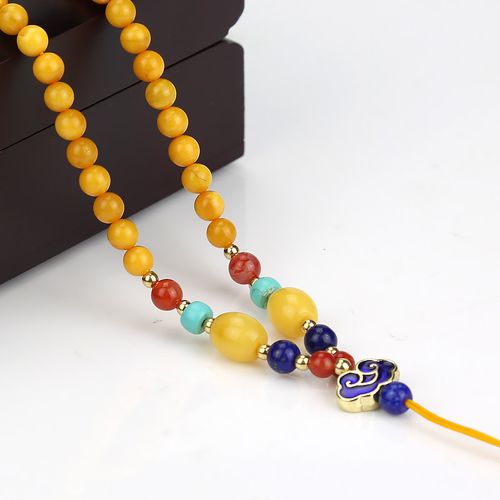 编织毛衣琥珀链子蜜蜡吊坠女款福隆