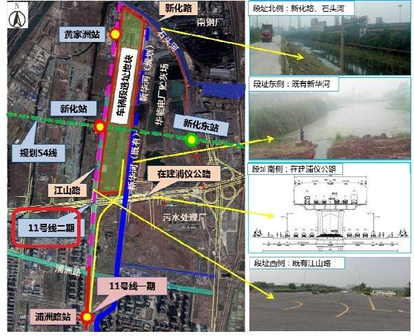 经过高新核心居住区,大厂,然后穿越八卦洲过江后和南京地铁一号线交汇