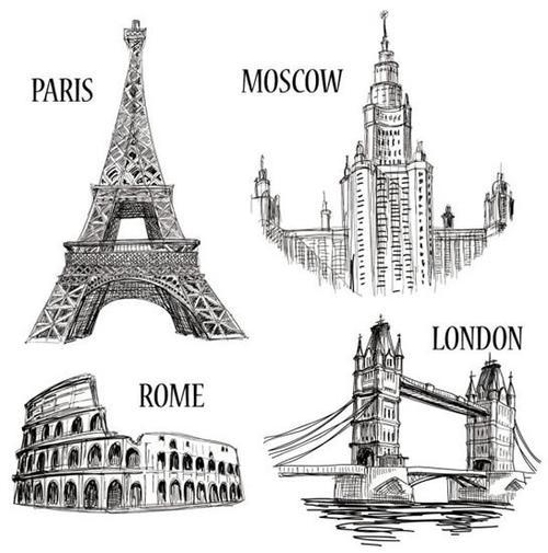 德国著名标志性建筑简笔画