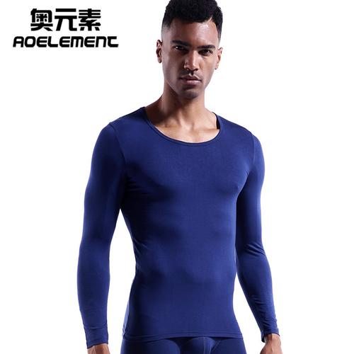 奥元素男士保暖内衣秋衣男莫代尔基础单件背心薄款上衣圆领紧身修身