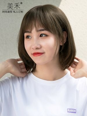 美禾 空气刘海假发女全头套 时尚内扣锁骨发网红自然初恋短发造型
