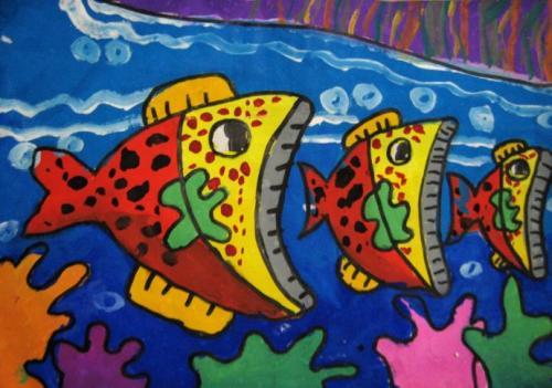 海底鱼简笔画彩色儿童画