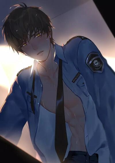 手绘腹肌动漫美男