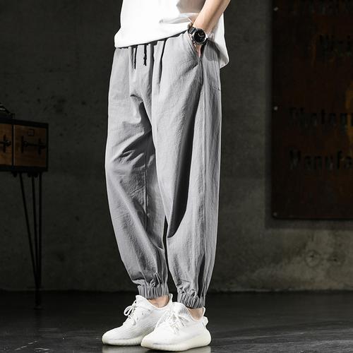 匡米葳conmeive男士休闲裤男裤子男潮流束脚宽松哈伦牛仔裤男士九分裤