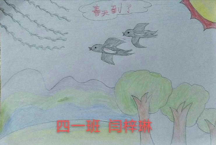 小小画笔写春光——崔尔庄镇闫村小学"春天来了"美术作品展