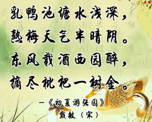 《初夏游张园》分类:英语世界戴复古初夏游张园千家诗英译英语世界