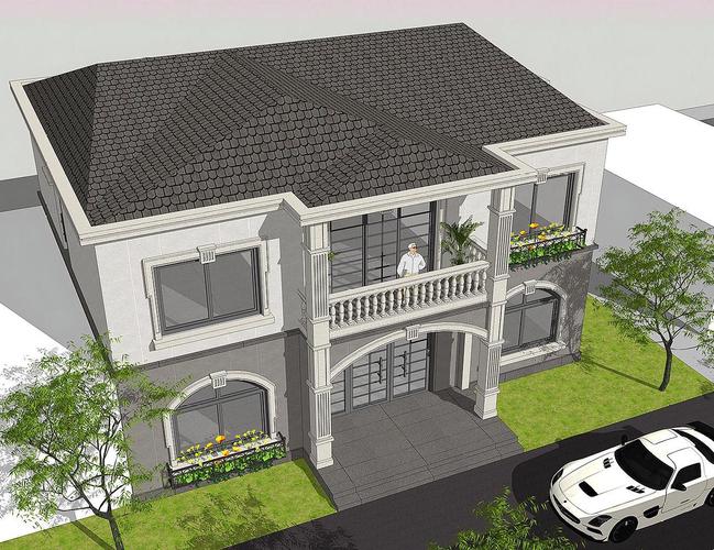 四坡式房顶,排水效果好.