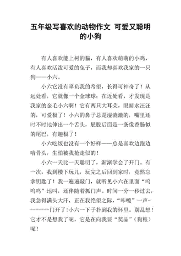 五年级写喜欢的动物作文 可爱又聪明的小狗
