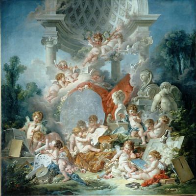 世界名画 天使和塑像油画 西洋百子图 家居酒吧咖啡馆装饰画gmh25商品