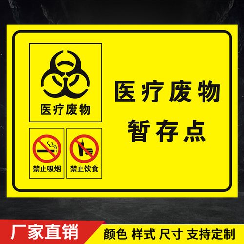 警示标示指示牌铝板定制 医疗垃圾标志牌 医疗废物暂存处点标识牌