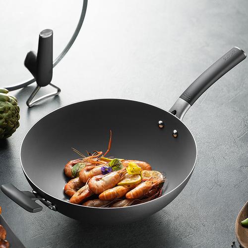 新品苏泊尔supor炒锅铁锅芯铁2代真不锈健康无涂层物理不粘锅子燃煤气