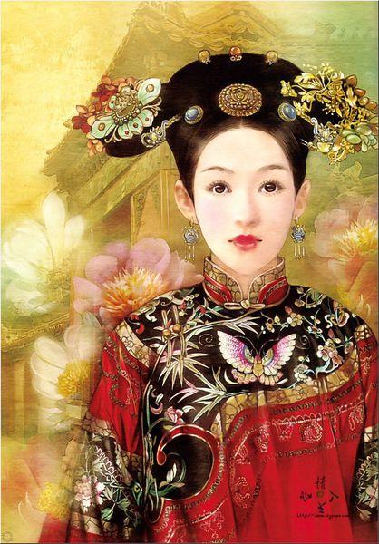 求几幅古装手绘清朝妃子装,原创更好