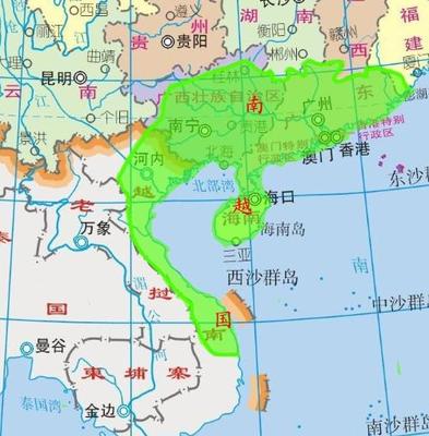 求古代『南越国』地图.公元前203年—公元前111年.