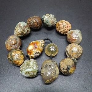 精品戈壁玛瑙眼睛石手串 蒙古天然戈壁玛瑙原石 外蒙眼睛石手链