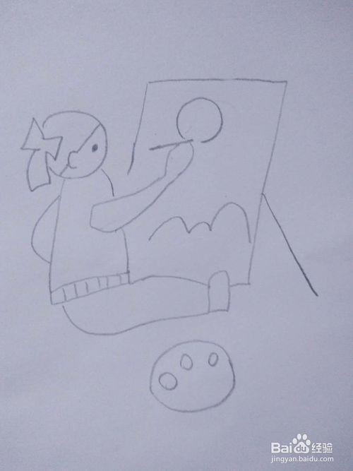 简笔画-如何画小朋友在画画