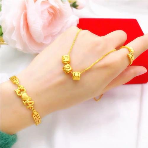 购客吊坠套装 金项链女款 520经典 时尚 首饰细颈饰金锁骨百搭 1314