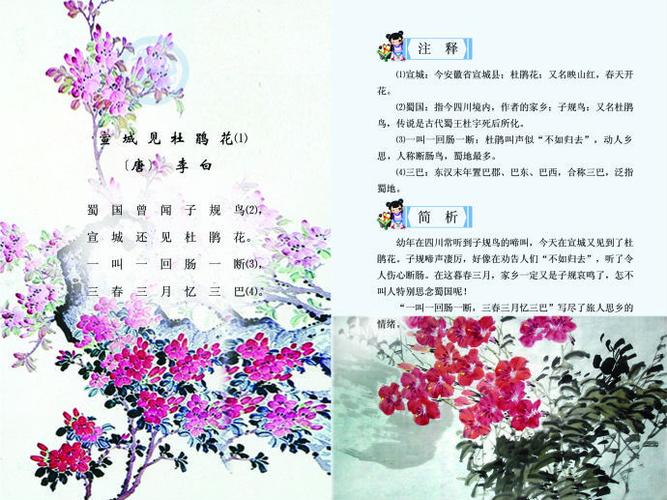 《清溪半夜闻笛》和《宣城见杜鹃花》阅读理解试题及