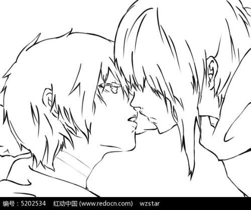 情侣接吻简笔画教学