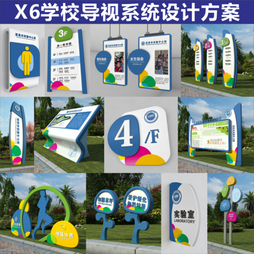 x6板导vi校园标牌标识示牌向导模版学校设计素材