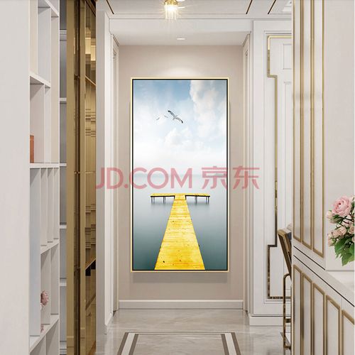 客厅过道墙壁挂画玄幻梯墙壁挂画玄关装饰水进门玄关画竖版玄关墙面