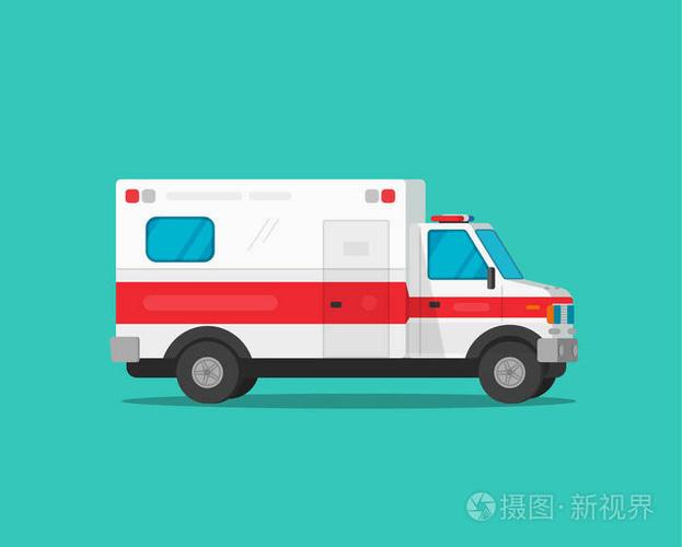 救护车急救车矢量插画平板卡通医疗车辆自动隔离剪贴画
